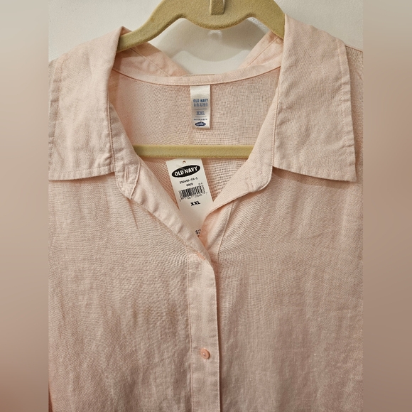 NWT - Linen Old Navy Pink Button Down Shirt - Size XXL - Picture 7 of 10